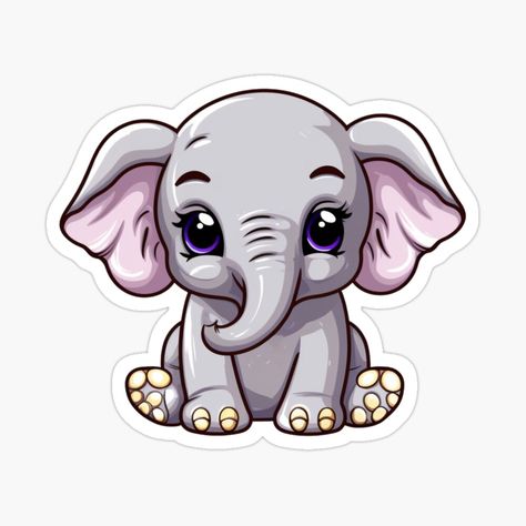 Get my art printed on awesome products. Support me at Redbubble #RBandME: https://www.redbubble.com/i/sticker/Cute-KawaiiMadness-Kawaii-Elephant-by-KawaiiMadness7/145722263.JCQM3?asc=u Kawaii Elephant, Elephant Cute, Elephant Stickers, Kawaii Chibi, Kawaii Animals, Cute Little Drawings, African Safari, Safari Animals, Painting Art Projects