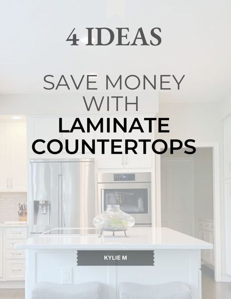 Affordable ways to update your kitchen and bathroom with laminate countertops. Kylie M, home update and paint color expert shares her top tips for budget-friendly remodels.

#homeupdate #remodel #kyliem #laminate #countertops #formica Formica Countertops Kitchen, Countertops Formica, Countertop Update, Wilsonart Laminate Countertops, Formica Kitchen Countertops, White Ice Granite, Ideas To Save Money, Kylie M Interiors, Light Grey Kitchen Cabinets