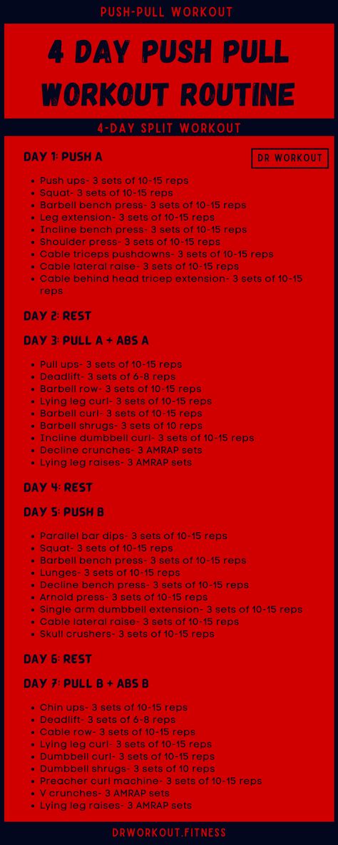 Getting Ripped Workout Men, 4 Day Push Pull Workout Routine, Push Pull Legs Workout Plan Men, Pull Workout Routine, 4 Day Workout Routine, Push Pull Workout Routine, Split Training, Gym Workout Schedule, Get Ripped Workout