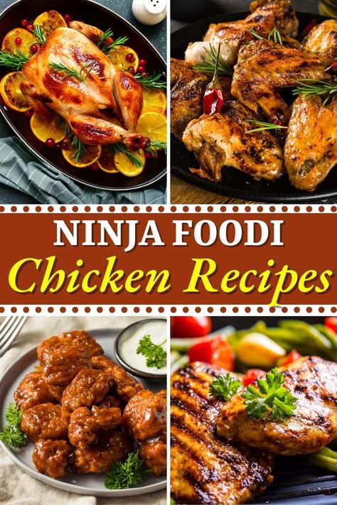 Try these easy Ninja Foodi chicken recipes for dinner, and you won't be disappointed! From roast chicken to stir-fry to chicken tenders, there are plenty of tasty dishes you can make. Chicken Recipes For Ninja Foodi, Ninja Slow Cooker Recipes Chicken, Nijia Foodie Chicken Recipes, Chicken Recipes In Ninja Foodi, Ninja Dinner Recipes, Ninja Grill Chicken Recipes, Ni Ja Foodie Recipes, Ninja Chicken Recipes, Ninja Foodi Chicken Breast Recipes