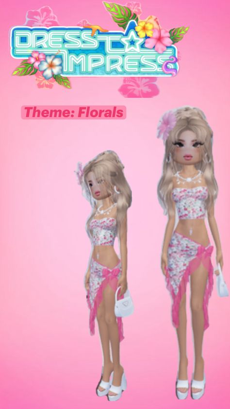 Theme: Florals with no VIP Princess Outfits Royal, Outfit Hacks, Vintage Bridesmaid Dresses, Vintage Bridesmaids, Hello Kitty Backgrounds, Theme Dress, Roblox Pictures, Princess Outfits, Floral Theme