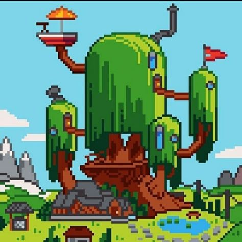 Piskel Art, Adventure Time Cartoon, Cool Pixel Art, Pixel Art Games, Pixel Games, Time Painting, Pixel Art Design, Watch Wallpaper, Fantasy Landscape