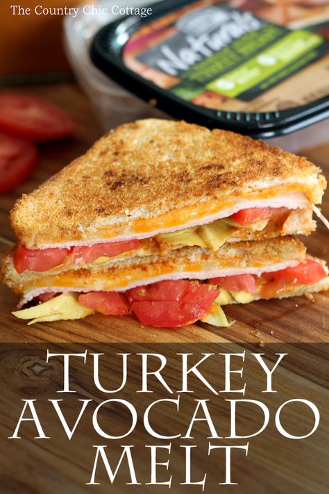 Turkey avocado melt sandwich recipe Turkey Avocado Sandwich, Melted Cheese Sandwich, Avocado Melt, Turkey Melt, Turkey Avocado, Recipes Sandwiches, Hot Sandwiches, Ultimate Grilled Cheese, Smoked Turkey Breast