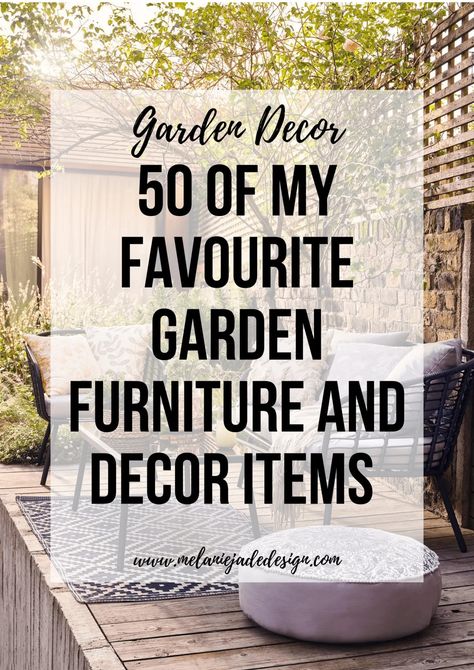 With summer around the corner, here are 50 of my favourite high street garden furniture, décor and accessory products to suit all sizes and styles of garden. #melaniejadedesign #garden #outdoorliving #gardenstyle Ratan Furniture, Grey Garden Furniture, Wicker Garden Furniture, Garden Furniture Ideas, Metal Garden Furniture, Jade Design, Garden Furniture Design, Race Against Time, Metal Sofa