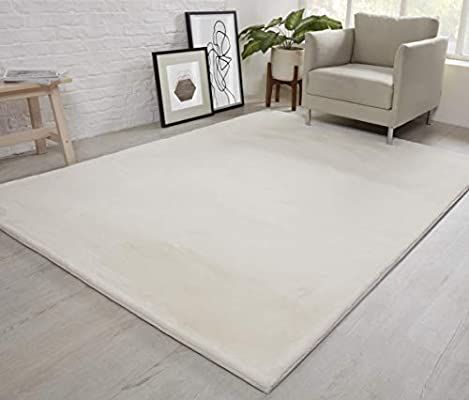 NATURAL FAUX RABBIT FUR Rug Ultra Soft Plush Extra Large Animal Rugs Living Room Wool Shaggy Fluffy 26mm Thick Pile Height Modern Area Rugs - (Cream Ivory, 200cm x 290cm (6.6ft x 9.5ft)): Amazon.co.uk: Kitchen & Home Soft White Rug Living Room, Soft White Rug, Thick Soft Rugs, Faux Rabbit Fur Rug, Cream Rugs In Living Room, Cream Rug Living Room, Sweden Apartment, Soft Rugs Bedroom, White Rug Living Room