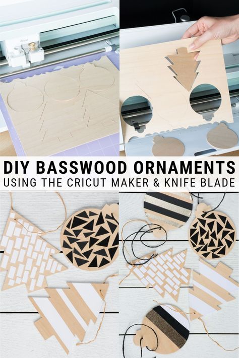 DIY Basswood Christmas Ornaments - ToolBox Divas Diy Christmas Ornaments Cricut, Christmas Ornaments Cricut, Ornaments Cricut, Christmas Ornaments Easy, Easy Diy Christmas Ornaments, Cricut Ornaments, Diy Christmas Ornaments Easy, Projets Cricut, Maker Project