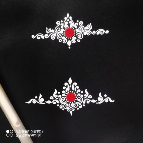 Easy kolka design.. Kolka Design Bridal Simple, Bengali Kumkum Design, Easy Bridal Kolka Design, Easy Kolka Design, Bengali Bridal Kolka Design, Kolka Art Design, Kolka Design Drawing, Kolka Design Bridal, Bengali Kolka Design