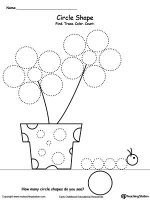 *FREE* Find, Trace, Color and Count Circle Shapes Worksheet. Practice pre-writing, fine motor skills and identifying circle shapes with this printable tracing shapes worksheet. Shapes Worksheet Kindergarten, Preschool Tracing, Shapes Preschool, Shapes Worksheets, Dot To Dot, Shapes Activities, School Worksheets, Pre Writing, Tracing Worksheets