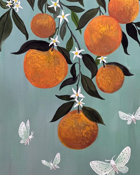 Moths in the Orange Tree 🍊 . . . . . . . . . . #art #painting #illustration #orangetree #oranges #orangepainting #orangeillustration… | Instagram Satsuma Tree, Tree Mural, Ceiling Art, Orange Painting, Orange Tree, House Drawing, Tree Drawing, Sketchbook Art Inspiration, Pottery Painting