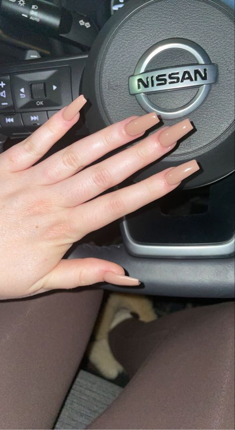 Beige Nails Square, Light Brown Square Nails, Gel Ideas, Beige Nail, Gel Nail Light, Tan Nails, Acrylic Nails Nude, Light Nails, Beige Nails