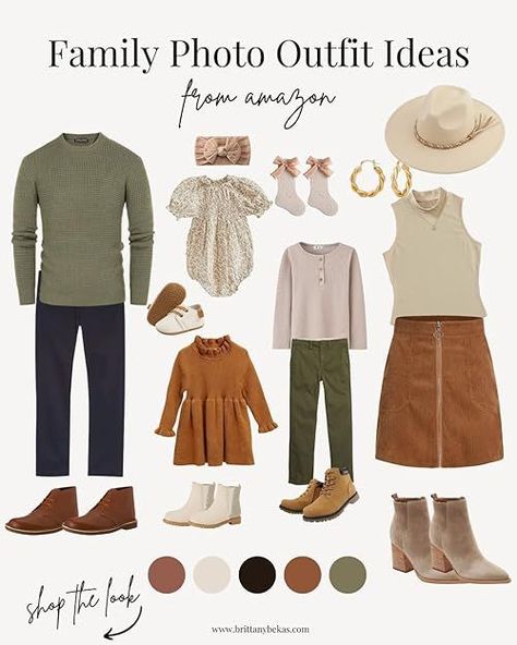 The perfect neutral fall family photo outfits for your family pictures styled by a professional family photographer. A cream, olive green, and brown fall color palette is perfect for fall photos. Everything is from Amazon, so you can order with Amazon prime. Yay! Shop the family photo outfits here. Click to view the links. Neutral Fall Family Photo Outfits, Neutral Family Photos, Amazon 2023, Family Christmas Pictures Outfits, Fall Photo Outfits, Fall Family Outfits, Family Photo Outfit Ideas, Christmas Pictures Outfits, Family Photo Outfit