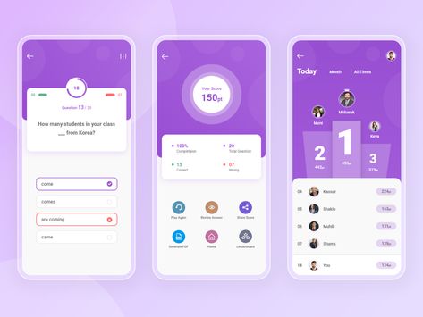 Quiz app UI design Webpage Design Layout, Marketing Logo Design, Drive App, Ecommerce App, Quiz Design, Logo Quiz, Mobile App Design Inspiration, App Interface Design, Fluid Design