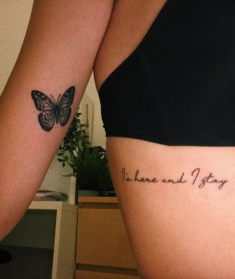 tattoo, butterfly, quote, minimalist, wynonna, earp Western Butterfly Tattoo, Butterfly Tattoos Women, Tattoo Ideas On Wrist, Butterfly Quote Tattoo, Semi-colon Tattoo Moth, Pipevine Swallowtail Butterfly Tattoo, Quotes Tattoo Ideas, Wynonna Earp Tattoo, Shoulder Tattoo Quotes