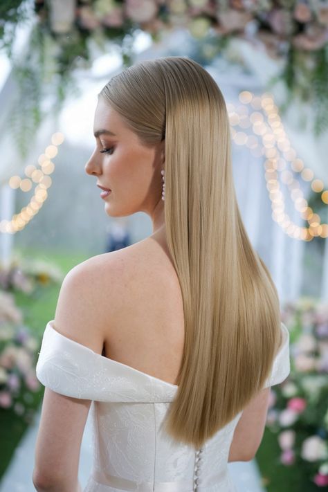 Embrace timeless beauty on your special day with sleek, straight hairstyles that exude elegance and charm. Perfect for the modern bride, this simple yet sophisticated look accentuates your features while complementing any wedding theme. Whether you choose long, flowing locks or a chic shoulder-length style, these straight hairstyles are designed to make you feel radiant. Explore our ideas for a flawless bridal hairstyle that will leave a lasting impression. #straighthairstyles Wedding Straight Hairstyles, Simple Bridal Hair Down, Elegant Bride Hairstyles, Wedding Hairstyles Straight Hair, Wedding Hairstyles Straight, Simple Bridal Hair, Sleek Straight Hairstyles, Bridal Hairstyle, Venue Wedding