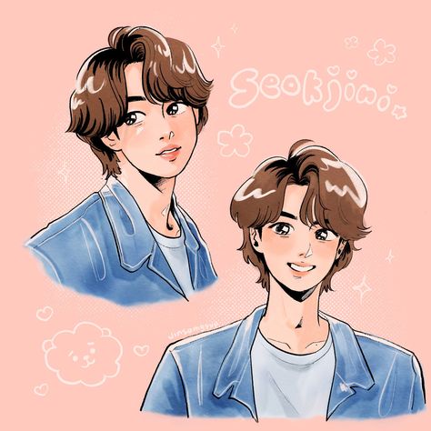 Kim Seok Jin, King Of Hearts, Chibi Drawings, Bts Drawings, Bts Chibi, Kpop Fanart, Cartoon Art Styles, Bts Fanart, Art Sketchbook