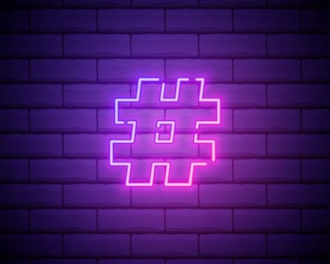 Vector neon icon of hashtag sign or musi... | Premium Vector #Freepik #vector #hashtag-logo #hash #content #marketing-background Hashtag Logo, Marketing Background, Hashtag Sign, Logo Banner, Dont Touch My Phone Wallpaper, Fantasy Design, Gradient Background, Logo Banners, Vector Photo