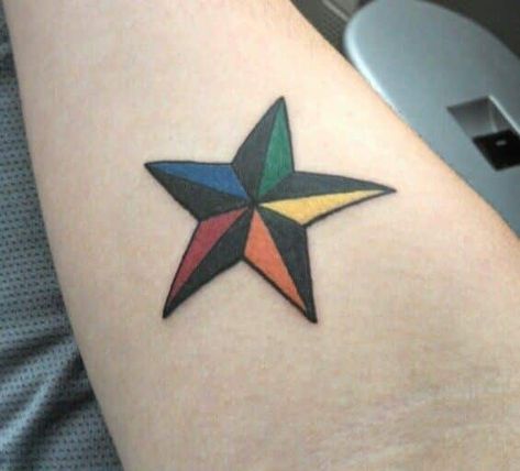 star-tattoos-14 Nautical Star Tattoo, Gay Pride Tattoos, Star Tattoo On Wrist, Star Tattoos For Men, Nautical Star Tattoos, Star Tattoo Meaning, Gay Tattoo, Pride Tattoo, Rainbow Tattoos