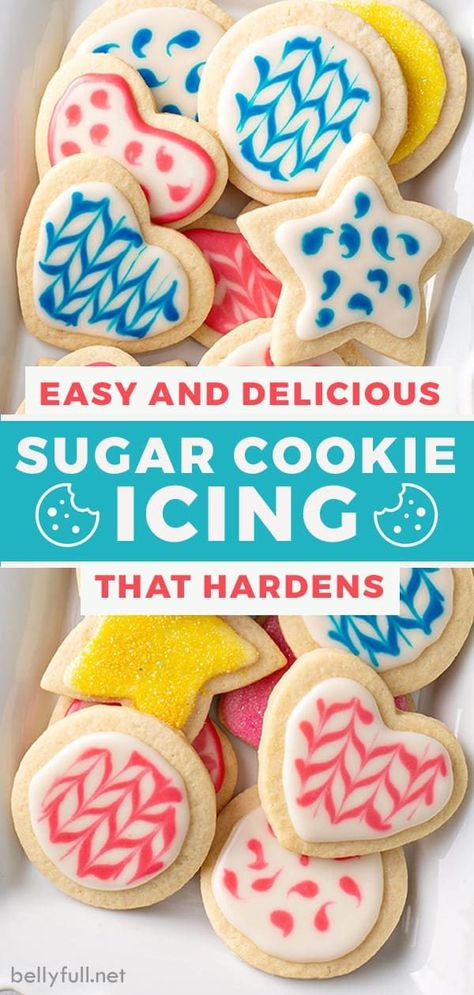 Hard Cookie Icing Recipe, Hard Drying Cookie Icing, Easy Sugar Cookie Icing That Hardens, Easy Christmas Cookie Frosting, Shortbread Cookie Icing Recipe, Christmas Cookie Frosting Recipes Easy, Christmas Cookie Glaze, Hard Frosting For Sugar Cookies, Best Icing For Cookies