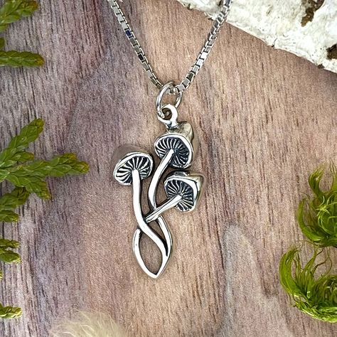 Faster shipping. Better service Mushroom Rings, Petoskey Stone Jewelry, Mushroom Pendant, Petoskey Stone, Vintage Mushroom, Mushroom Design, Silver Coat, Stone Pendant Necklace, Silver Plated Jewelry