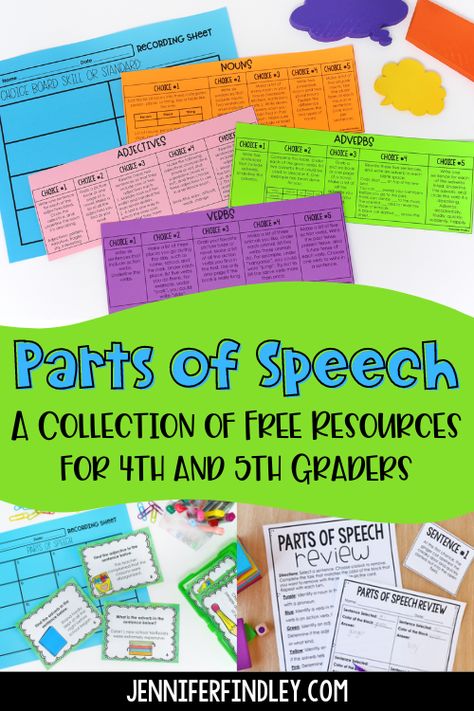 Free Parts Of Speech Printables, Parts Of Speech Practice, Parts Of Speech Games, Jennifer Findley, Parts Of Speech Activities, Vocabulary Instruction, School Slp, Grammar Activities, Speech Activities