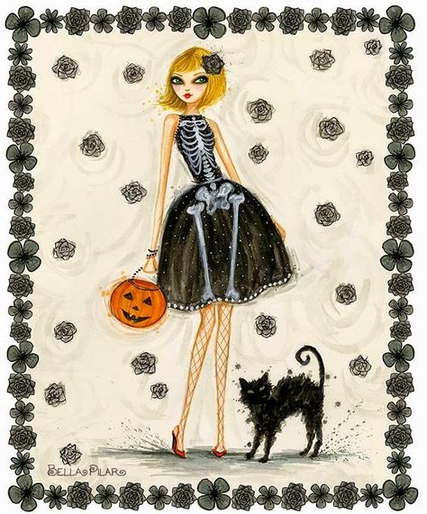 ‿✿⁀Bєllα Pílαr ‿✿⁀ Bella Pilar Illustrations, Witchy Artwork, Halloween Chic, Lantern Tattoo, Halloween Pics, Moon Rituals, Preppy Stickers, Cartoon Halloween, Spirit Art