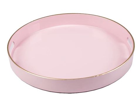 13” Round Decorative Pink Tray | Showcase Your Jewelry or Perfume in Your Dorm Tray For Ottoman, Tray For Coffee Table, Marble Serving Trays, Pink Tray, Plastic Serving Trays, Bathroom Vanity Tray, Makeup Tray, Potted Succulents, Round Serving Tray