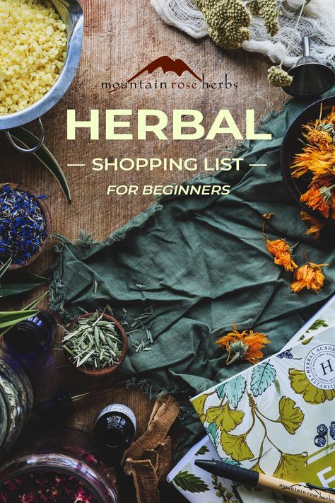 When you’re just getting started in your herbal studies, it can feel like you’re launching into an exciting adventure, but it might also be a little overwhelming if you don’t really know where to begin or what supplies you need. This shopping list for beginners offered by Herbal Academy will help you get started with 14 fundamental herbs, ingredients needed to make preparations, and tools you'll need along the way. Herbalist Apothecary, Apothecary Supplies, Herbalist Recipes, Medicinal Remedies, Herbal Grimoire, Medical Plants, Witch Bottle, Herbal Education, Herbal Medicine Recipes