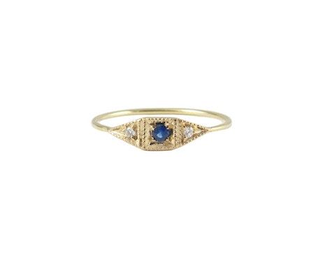 NYLON · 16 Engagement Rings For The Unconventional Bride Jennie Kwon Ring, Unique Engagement Rings Rose Gold, Jennie Kwon, Birthstone Stacking Rings, Sapphire Birthstone, Gold Starburst, Sapphire Wedding Band, Ring Trends, Best Engagement Rings