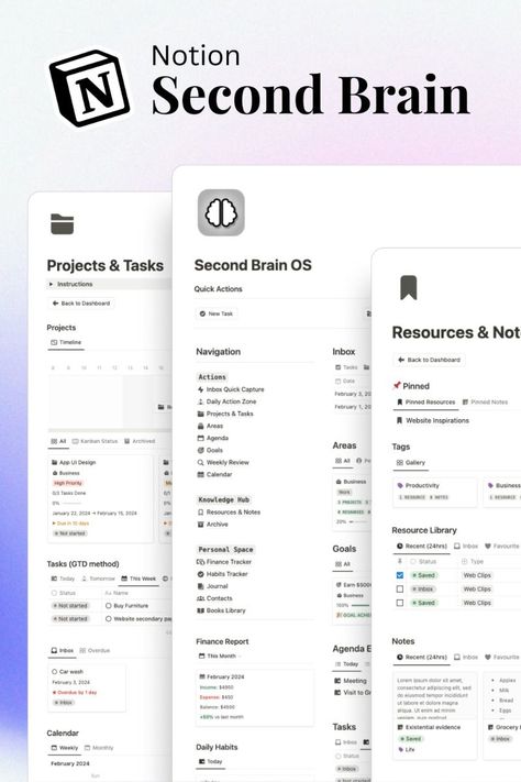 The Best Second Brain Notion Template notion_reading_tracker #bluenotiontemplate #gratitude_journal_notion #notion_daily_schedule Notion Productivity Template, Iphone Productivity, Planner Ideas Aesthetic, Study Planner Ideas, Goal App, Second Brain Notion, Brain Template, Notion Study, Notion Second Brain