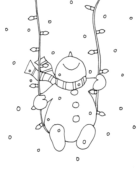 Free Dearie Dolls Digi Stamps: Snowman Christmas Lights Swing Digi Stamps Free, Snowman Coloring Pages, Christmas Doodles, Snowman Wreath, Snowman Crafts, Snowman Ornaments, Christmas Drawing, Digi Stamps, Christmas Coloring Pages