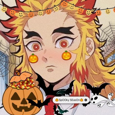 Rengoku Halloween Pfp, Halloween Rengoku, Rengoku Pfp, Halloween Icon, Halloween Pfp, Anime Halloween, Simple Icon, Halloween Icons, Profile Photos