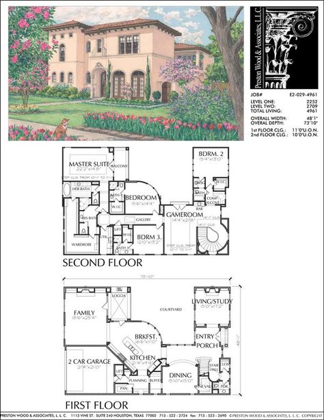 Two Story House Building Plans, New Home Floor Plan Designers, 2 Story – Preston Wood & Associates Luxury Mediterranean Homes, Mediterranean Homes Exterior, Mediterranean House Plan, Mediterranean House Plans, Two Story House Plans, Two Story House, Mediterranean House, Plans Architecture, Mediterranean Style Homes