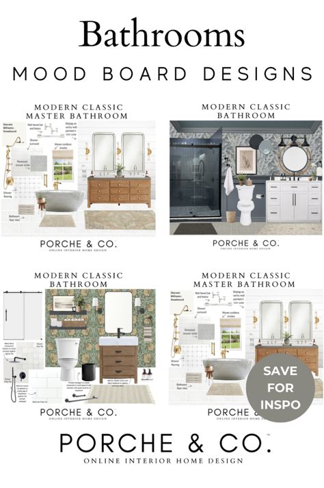 Bathroom Mood Board Inspiration, Classic Bathroom Remodel, Modern Classic Bathroom Design, Bathroom Design Board, Modern Classic Bathroom, Bathroom Mood Board, Classic Bathroom Design, Traditional Modern Bathroom, Tile Options