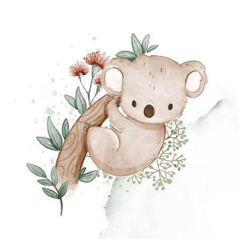 Ewa Brzozowska on Instagram: “Hang tight, the weekend is almost there 😋 🐨 #childrensillustration #childrenbookillustration #watercolourillustration…” Koala Nursery, Watercolour Nursery Art, Idee Babyshower, 동화 삽화, Teddy Bear Pictures, Baby Koala, Baby Illustration, Baby Painting, Baby Drawing