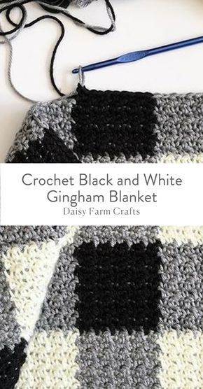 Free Pattern - Crochet Black and White Gingham Blanket Crochet Black Blanket Patterns, Black And White Blankets, C2c Gingham Crochet Pattern Free, C2c Black And White Blanket, Black And White Crochet Blanket Pattern, Crochet Checkered Blanket Pattern Free, Black Crochet Pattern, Crochet Black And White Blanket, Checkered Crochet Blanket Pattern