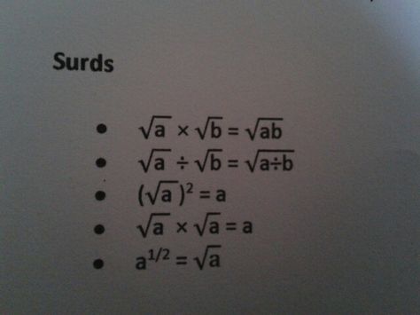 surds Surds Notes, Math Tutorials, Math Notes, Gcse Math, Revision Notes, Math Formulas, Trigonometry, Math Methods, Numeracy