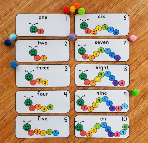 Caterpillar Counting Activity Preschool Pre-k Toddler - Etsy Counting Activity Preschool, Caterpillar Counting, Matching Games For Toddlers, One To One Correspondence, Counting Activities Preschool, Activity Preschool, Counting Activity, Classroom Centers, Counting Cards