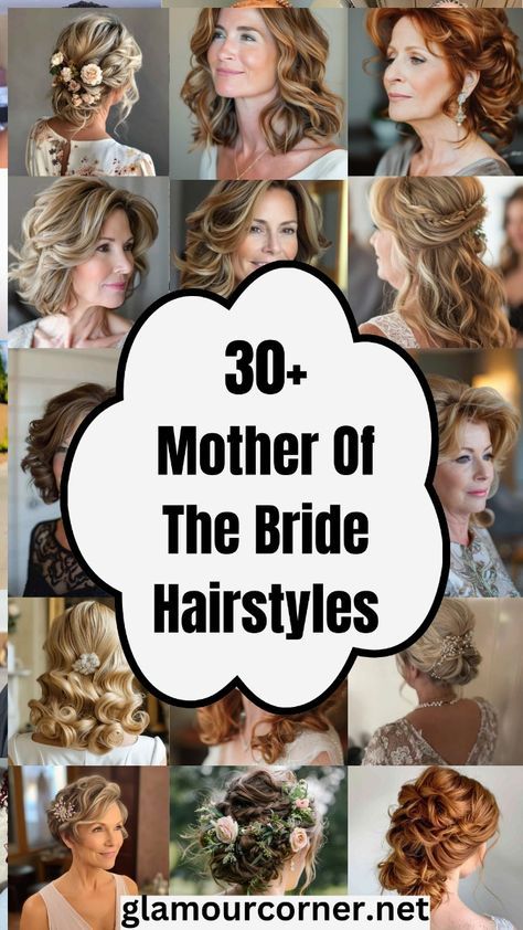 Discover 30 stunning Mother of the Bride Hairstyles that will make you look elegant and beautiful on your daughter's big day. From timeless updos to soft waves, these hairstyle ideas are perfect for any hair length and texture. Whether you prefer a classic look or something more modern, find the perfect style that complements your dress and enhances your natural beauty. Get inspired and choose a hairstyle that ensures you feel confident and radiant as you celebrate this special occasion. Mothers Of The Groom Hairstyles, Mother Of The Groom Medium Length Hairstyles, Special Occasion Updo Hairstyles, Hairstyles For Long Hair For Bride, Mother Of Bride Hair Half Up Half Down, Hairstyles For Mother Of The Bride Medium Length, Formal Hairstyles Mother Of The Bride, Older Woman Wedding Hair, Mothers Of The Bride Hairstyles