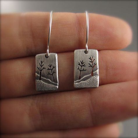 Forest Earrings, Silver Jewelry Diy, Metal Clay Jewelry, Fine Silver Jewelry, Silver Jewelry Earrings, Silver Jewelry Handmade, Metal Clay, Online Jewelry Store, Enchanted Forest