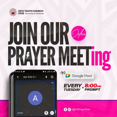 Prayer Meeting Flyer Design, Meeting Flyer Design, Church Media Graphics, Birthday Flyer Design, Graphic Design Inspiration Poster, Church Social Media, Christian Graphic Design, Church Media Design, Online Prayer