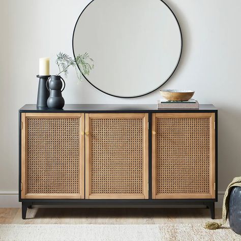 Cane Doors, Cane Door, Clean Metal, Rattan Sideboard, Gold Effect, Large Sideboard, Loft Living, How To Clean Metal, Scandi Style