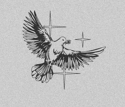 Greek Dove Tattoo, Bird Angel Tattoo, Two Doves Tattoo Design, Christian Bird Tattoo, Black And White Flash Tattoo, Dove Tattoo Men, Protect Your Peace Tattoo, Tattoo Ideas Drawings, Apollo Tattoo