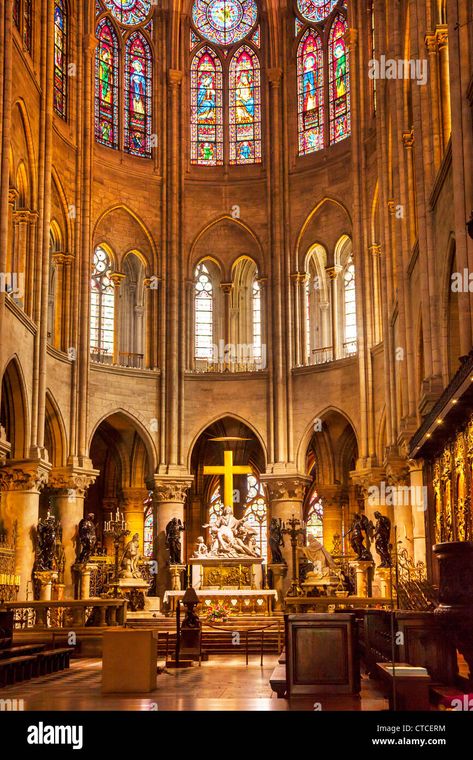 Interior of Cathedral Notre Dame, Paris France Stock Photo - Alamy Notre Dame Paris, Cathédrale Notre-dame, Church Pictures, Cathedral Architecture, Sacred Architecture, Church Interior, Cathedral Church, Church Architecture, Sacred Places