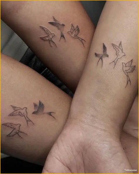 51+ Cute & Small Matching Sibling Tattoos To Show Your Love 5 Sibling Tattoo Ideas, Family Of 3 Matching Tattoos, Sibling Tattoos For Two Sisters, Sibling Tattoos For 3 Sisters, Cute Sister Tattoos For 3, Three Sibling Tattoos Simple, Tiny Sibling Tattoos Simple, Simple Sibling Tattoos For 4, Tattoo Ideas For 3 People