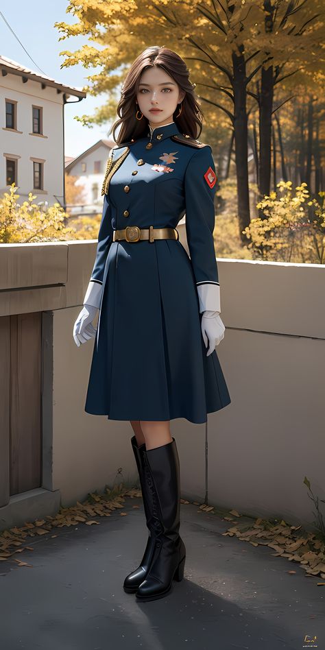 Army Inspired Outfit, Victorian Military Uniform, Fantasy Uniforms, Agent Uniform, Military Uniform Design, Military Uniform Female, Soldier Outfit, Military Outfits, Female Uniform