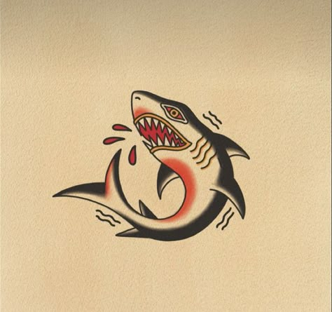 Shark Design Tattoo, Vintage Shark Tattoo, American Traditional Shark Tattoo Design, American Traditional Tattoos Shark, Funny Tattoo Drawings, Shark Stencil Tattoo, Traditional American Tattoo Art, Old School American Tattoo, American Traditional Tattoo Outline