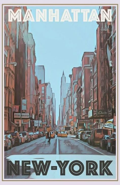 Vintage Travel Poster, Manhattan New York, Travel Poster, Vintage Travel, Manhattan, New York, Travel