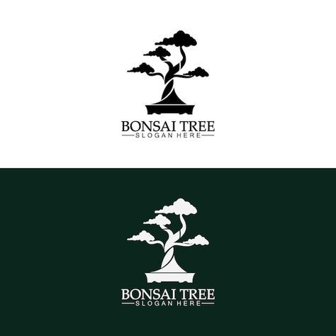 Bonsai Tree Logo Design, Bonsai Logo, Tree Slogan, Brand Boards, Tree Logo Design, Plant Logos, Design Silhouette, Tree Logos, Bonsai Garden