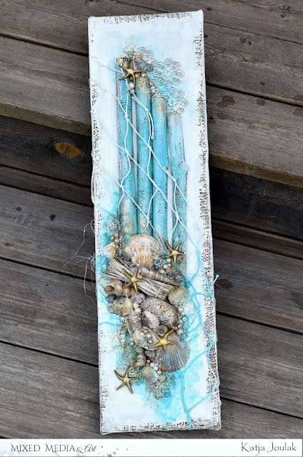 Mixed Media & Art: July moodboard - Sea Fantasies Remodel Fireplace, July Art, Mixed Media Backgrounds, Mixed Media Art Techniques, Art Coquillage, Nautical Crafts, Canvas Collage, Mixed Media Art Canvas, Seashell Painting