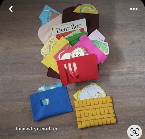 Story Bag Ideas, Diy Story Sacks, Dear Zoo Story Basket, Story Sack Ideas Diy, Early Childhood Literacy Activities, Dear Zoo Story Sack, Story Sacks Ideas, Story Book Activities Preschool, Story Telling Activities Preschool